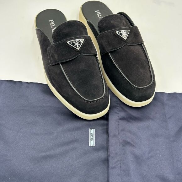 Men’s Prada triangle logo Saint Tropez slip on loafers size 9, made in Italy - Picture 4 of 9